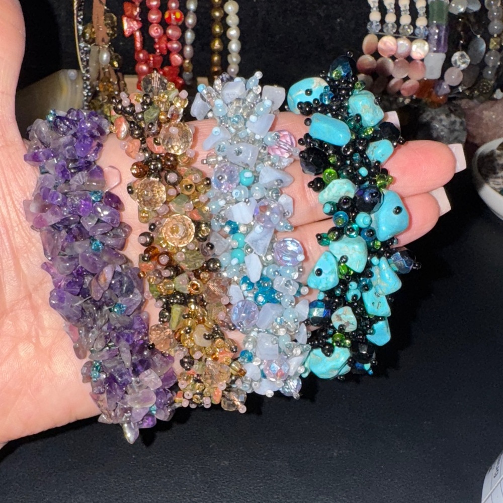 Seed Bead and Gemstone Beaded Bracelet
